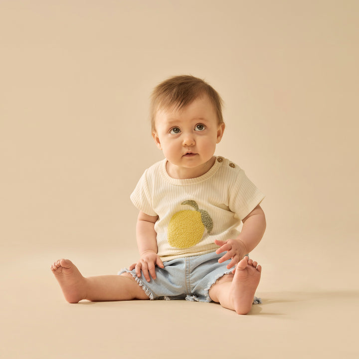 Wilson & Frenchy Embroidered Organic Tee - Lemon Leaf