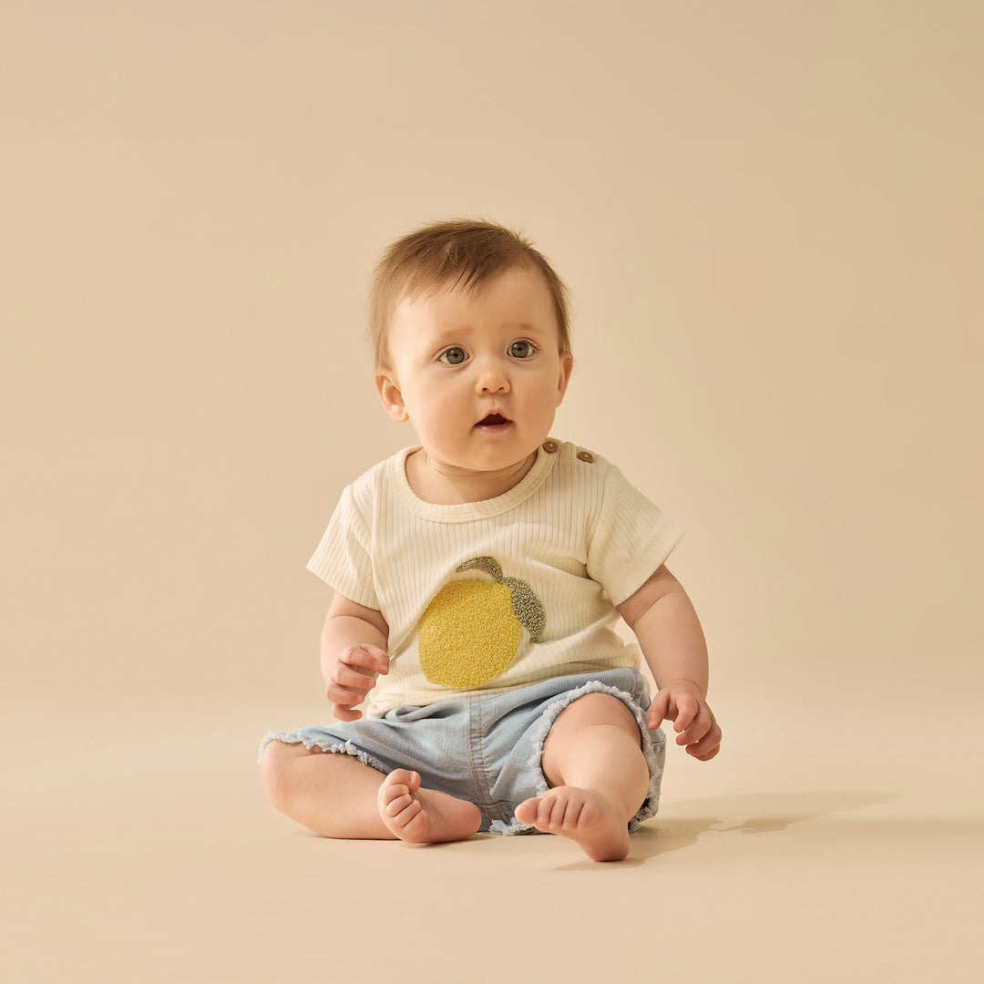 Wilson & Frenchy Embroidered Organic Tee - Lemon Leaf