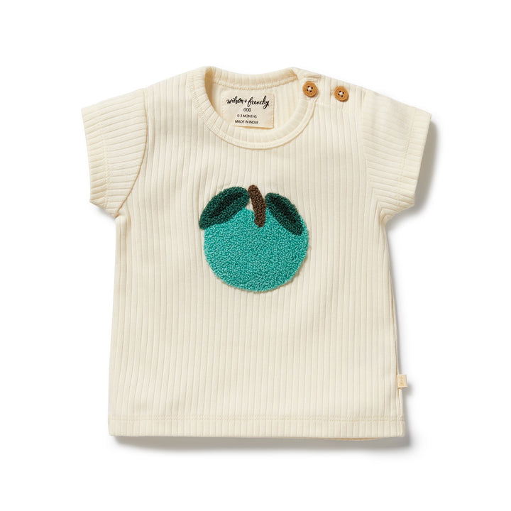 Wilson & Frenchy Embroidered Organic Tee - Apple Papple