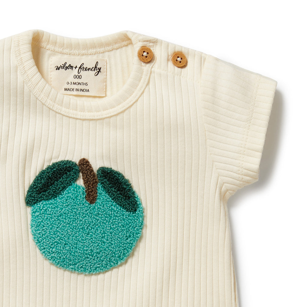 Wilson & Frenchy Embroidered Organic Tee - Apple Papple