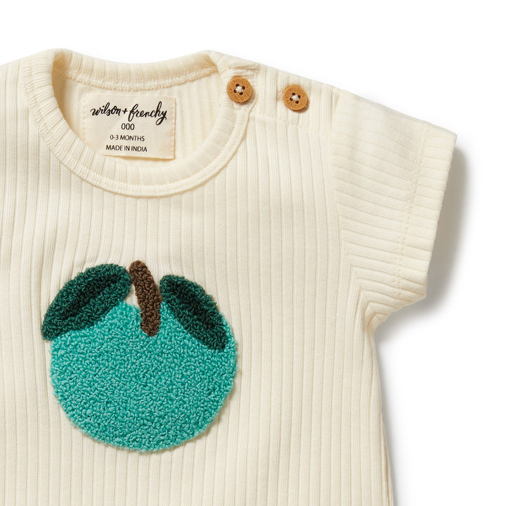 Wilson & Frenchy Embroidered Organic Tee - Apple Papple