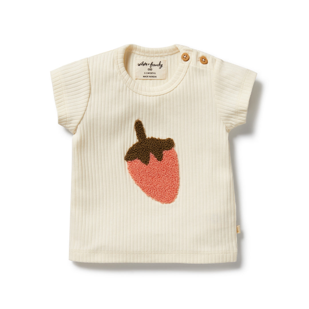 Wilson & Frenchy Embroidered Organic Tee - Strawberry Kisses