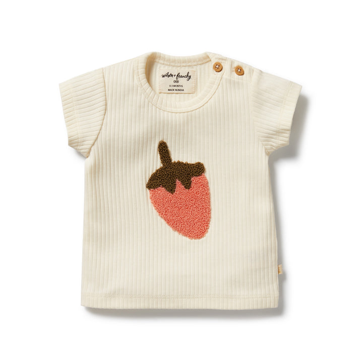 Wilson & Frenchy Embroidered Organic Tee - Strawberry Kisses