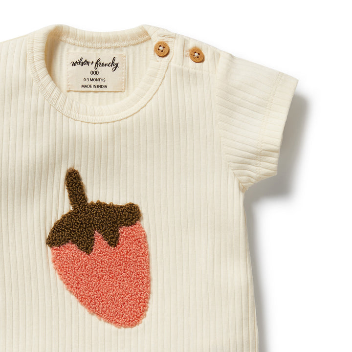 Wilson & Frenchy Embroidered Organic Tee - Strawberry Kisses