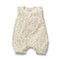 Organic Ruffle Zipsuit - Lemon Leaf