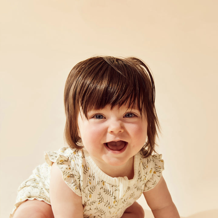 Wilson & Frenchy Organic Ruffle Zipsuit - Lemon Leaf