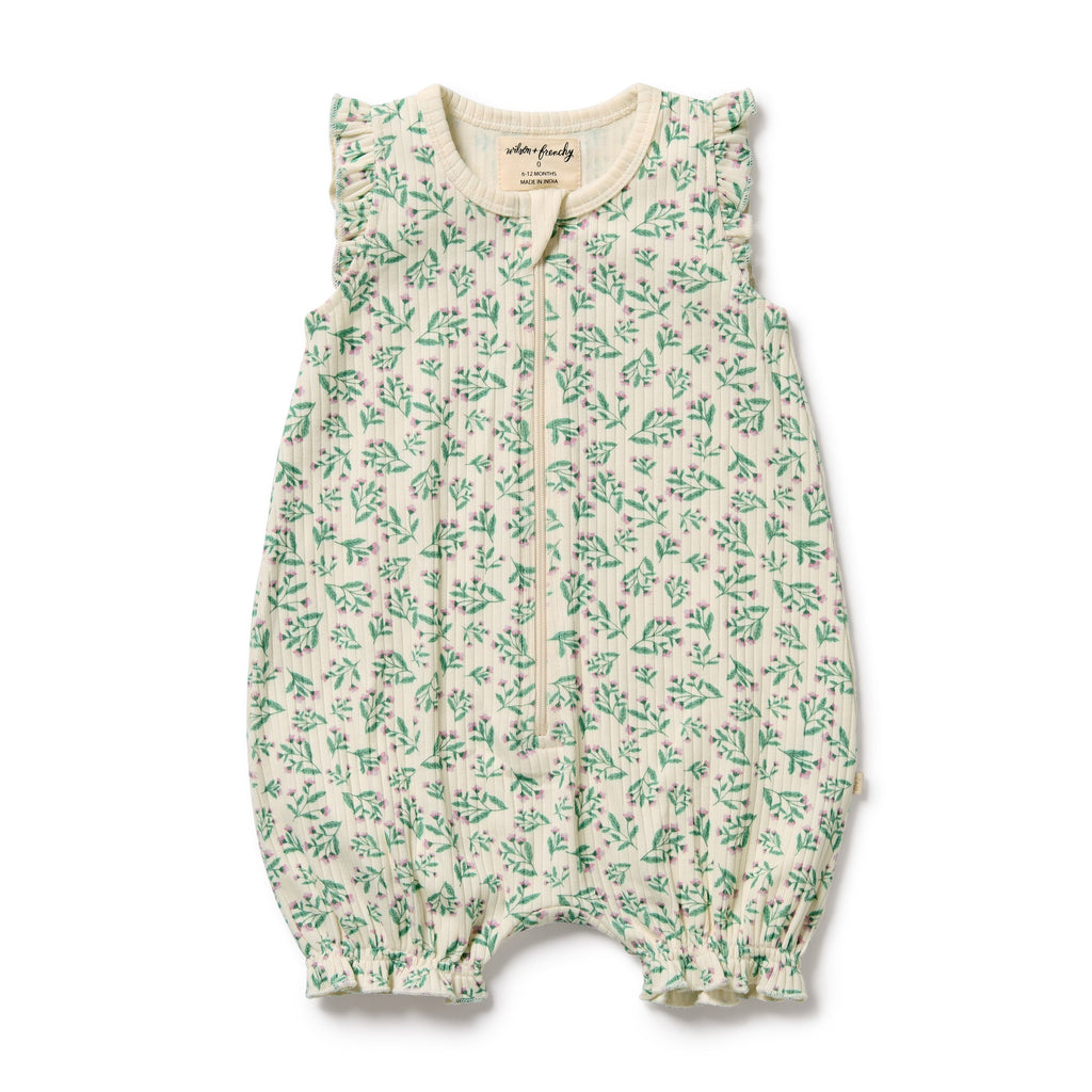 Wilson & Frenchy Organic Ruffle Zipsuit - Periwinkle
