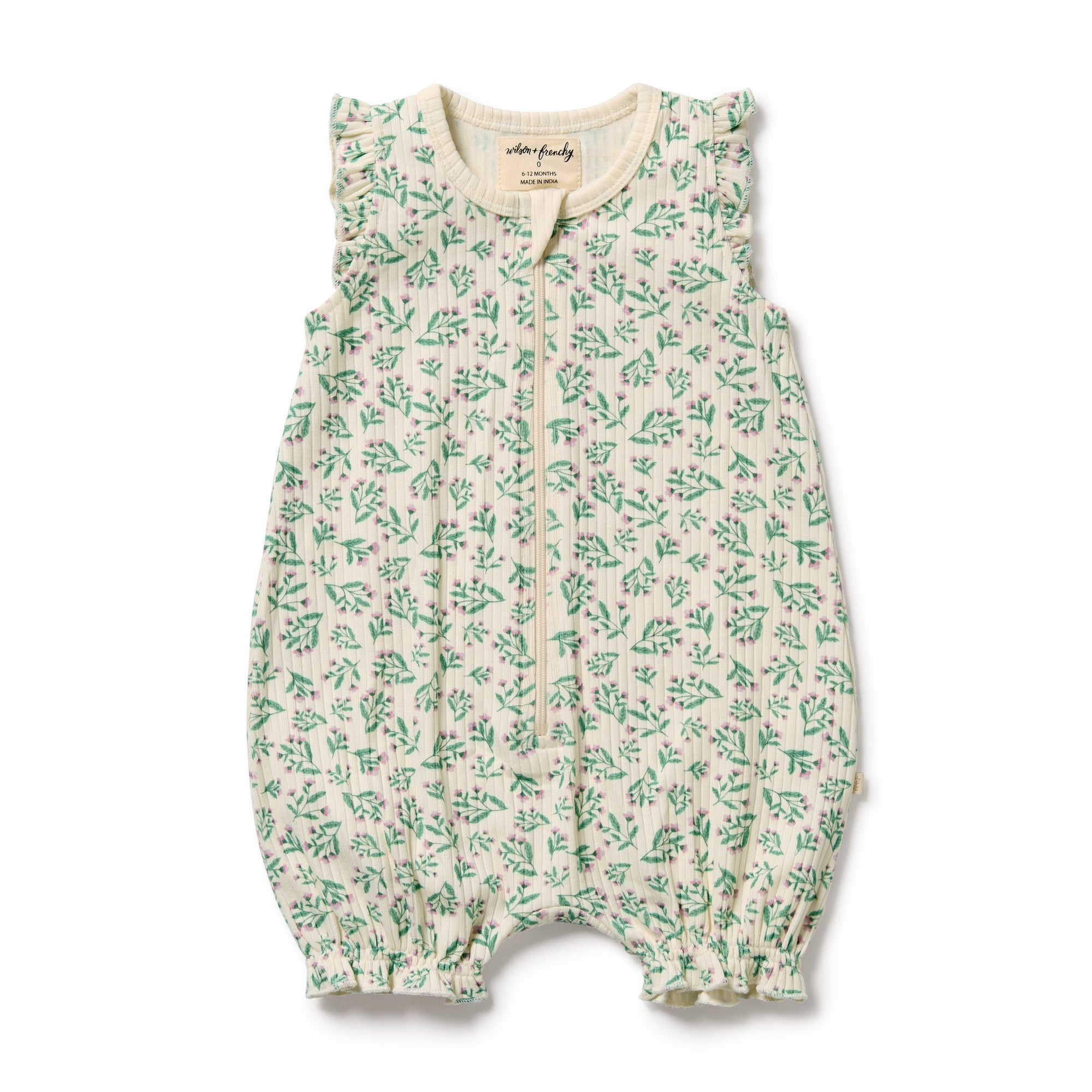 Wilson & Frenchy Organic Ruffle Zipsuit - Periwinkle
