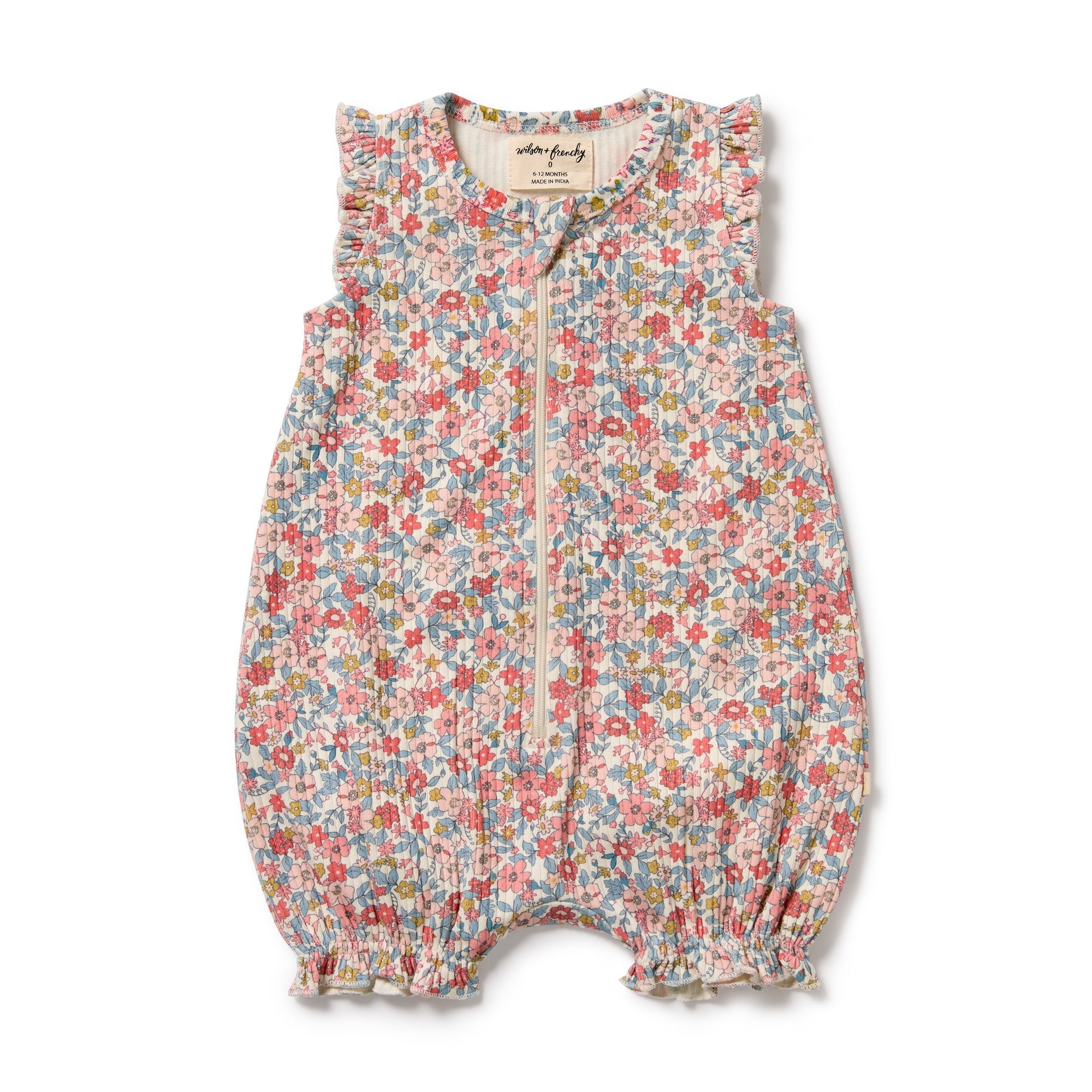 Wilson & Frenchy Organic Ruffle Zipsuit - Summer Bloom