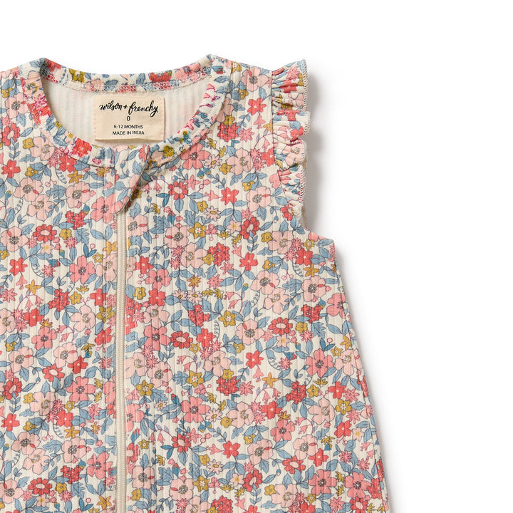 Wilson & Frenchy Organic Ruffle Zipsuit - Summer Bloom