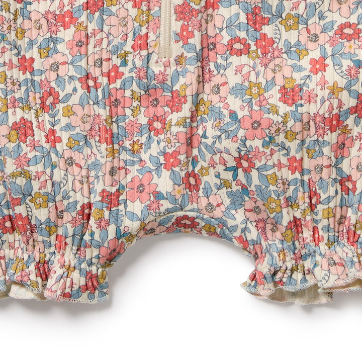 Wilson & Frenchy Organic Ruffle Zipsuit - Summer Bloom