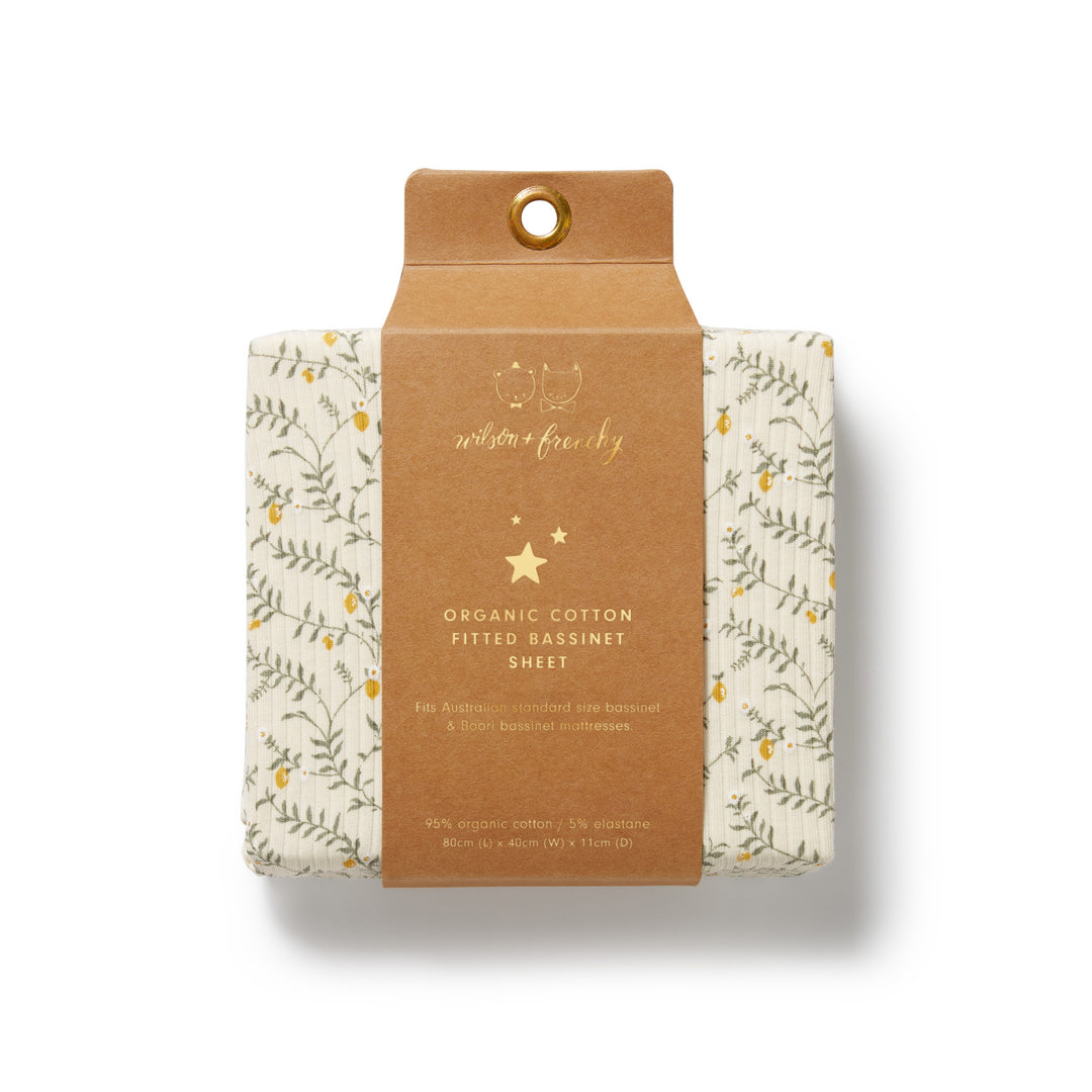 Wilson & Frenchy Organic Bassinet Sheet - Lemon Leaf