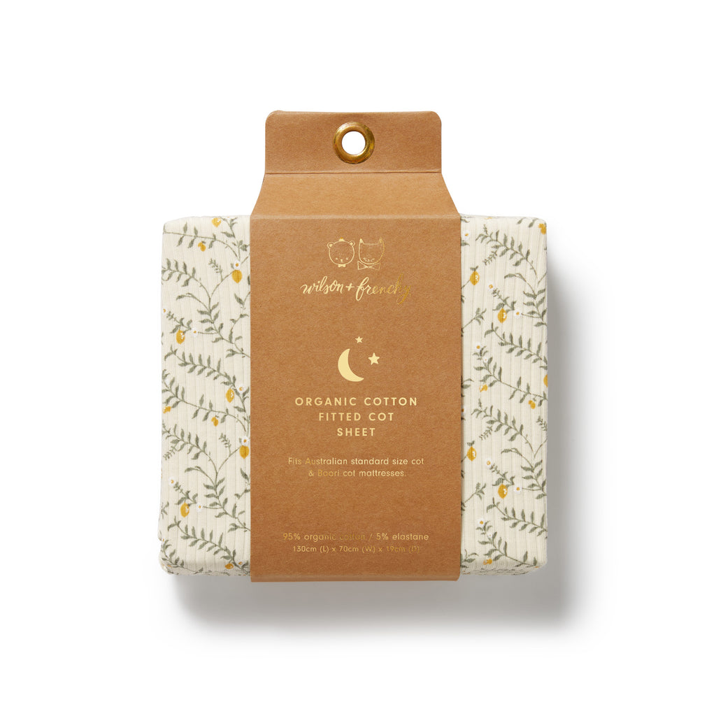 Organic Cot Sheet - Lemon Leaf