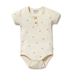 Organic Henley Bodysuit - Bee Mine
