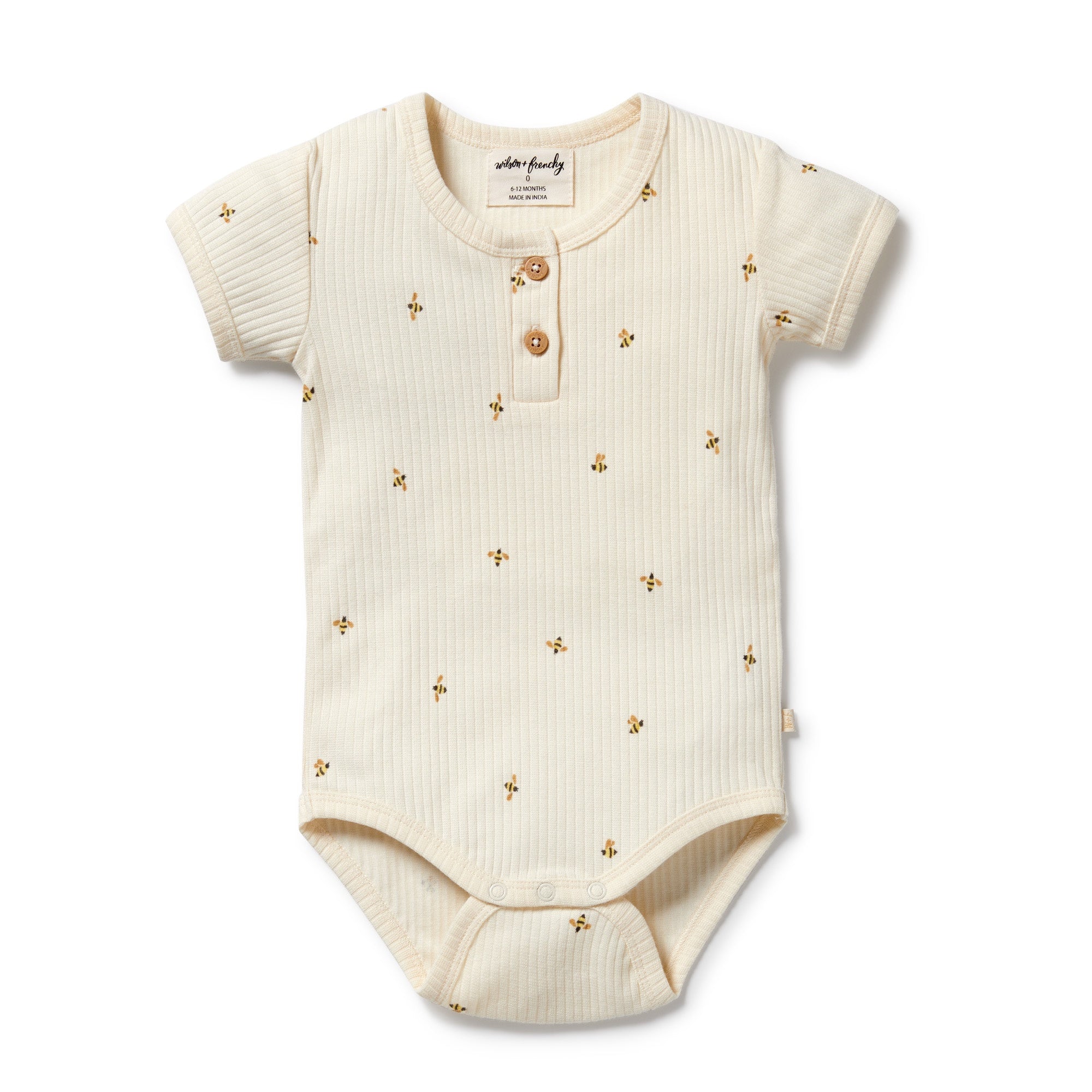 Wilson & Frenchy Organic Henley Bodysuit - Bee Mine