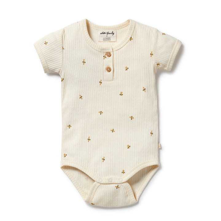 Wilson & Frenchy Organic Henley Bodysuit - Bee Mine