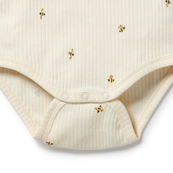 Wilson & Frenchy Organic Henley Bodysuit - Bee Mine