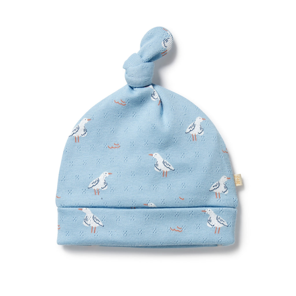 Organic Pointelle Knot Hat - Sunny Seagulls