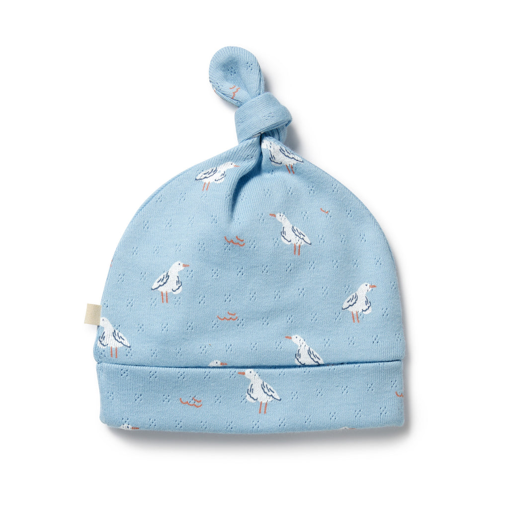 Organic Pointelle Knot Hat - Sunny Seagulls