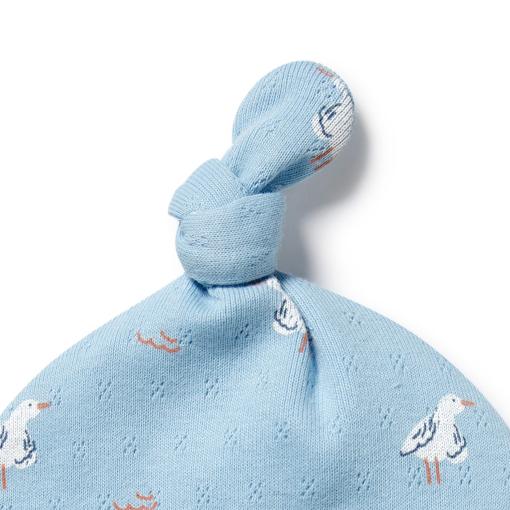 Organic Pointelle Knot Hat - Sunny Seagulls