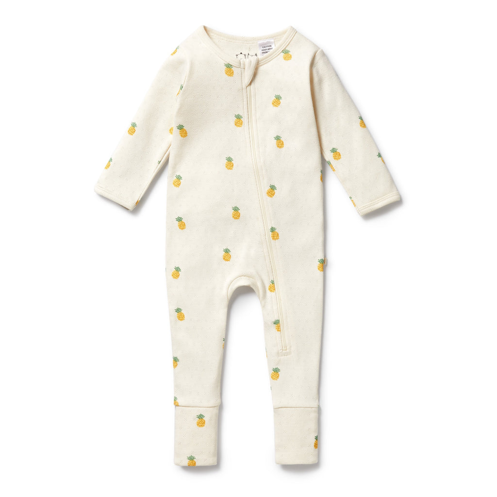 Wilson & Frenchy Organic Pointelle Zipsuit with Feet - Piney Pals
