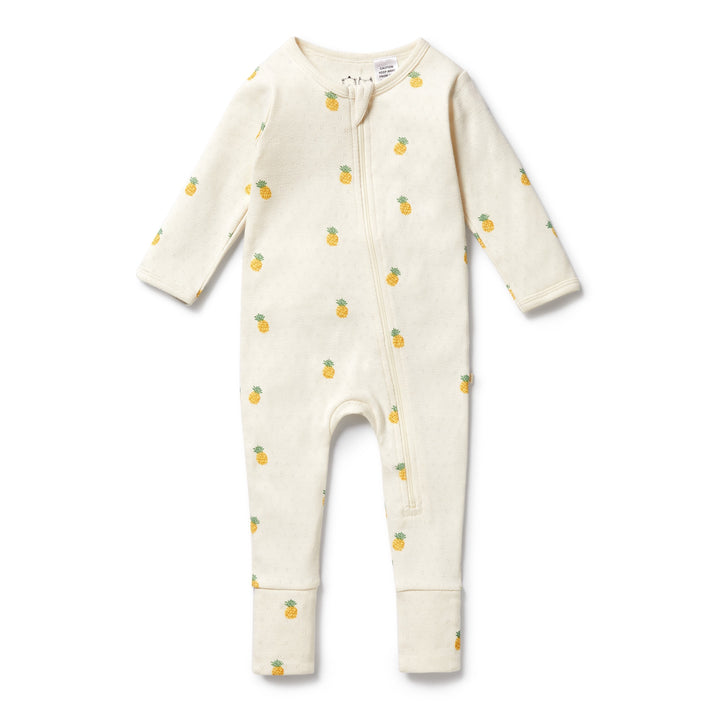 Wilson & Frenchy Organic Pointelle Zipsuit with Feet - Piney Pals