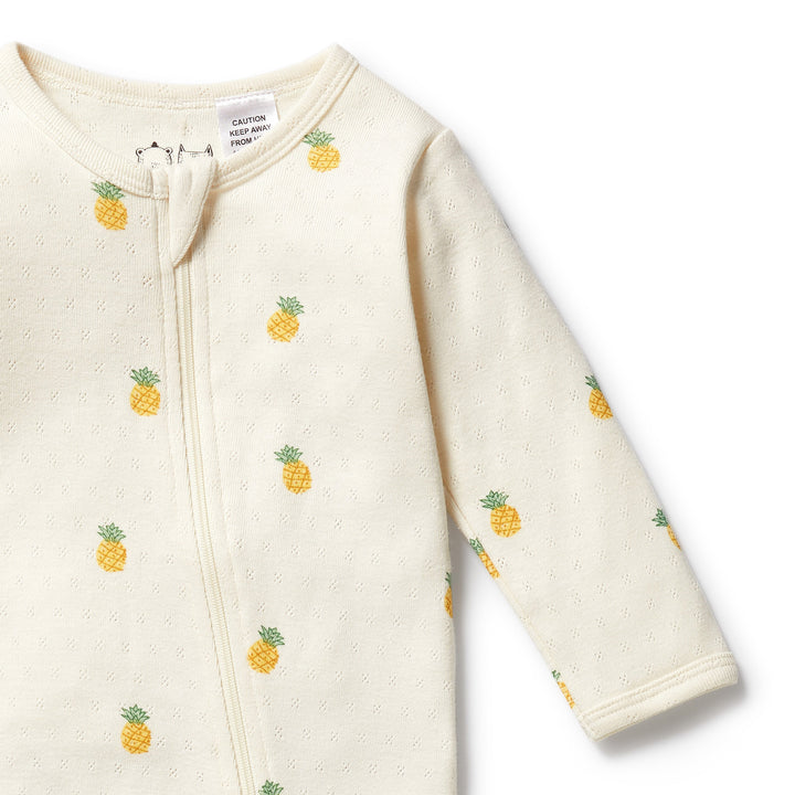 Wilson & Frenchy Organic Pointelle Zipsuit with Feet - Piney Pals