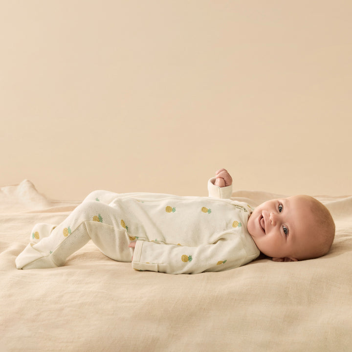 Wilson & Frenchy Organic Pointelle Zipsuit with Feet - Piney Pals