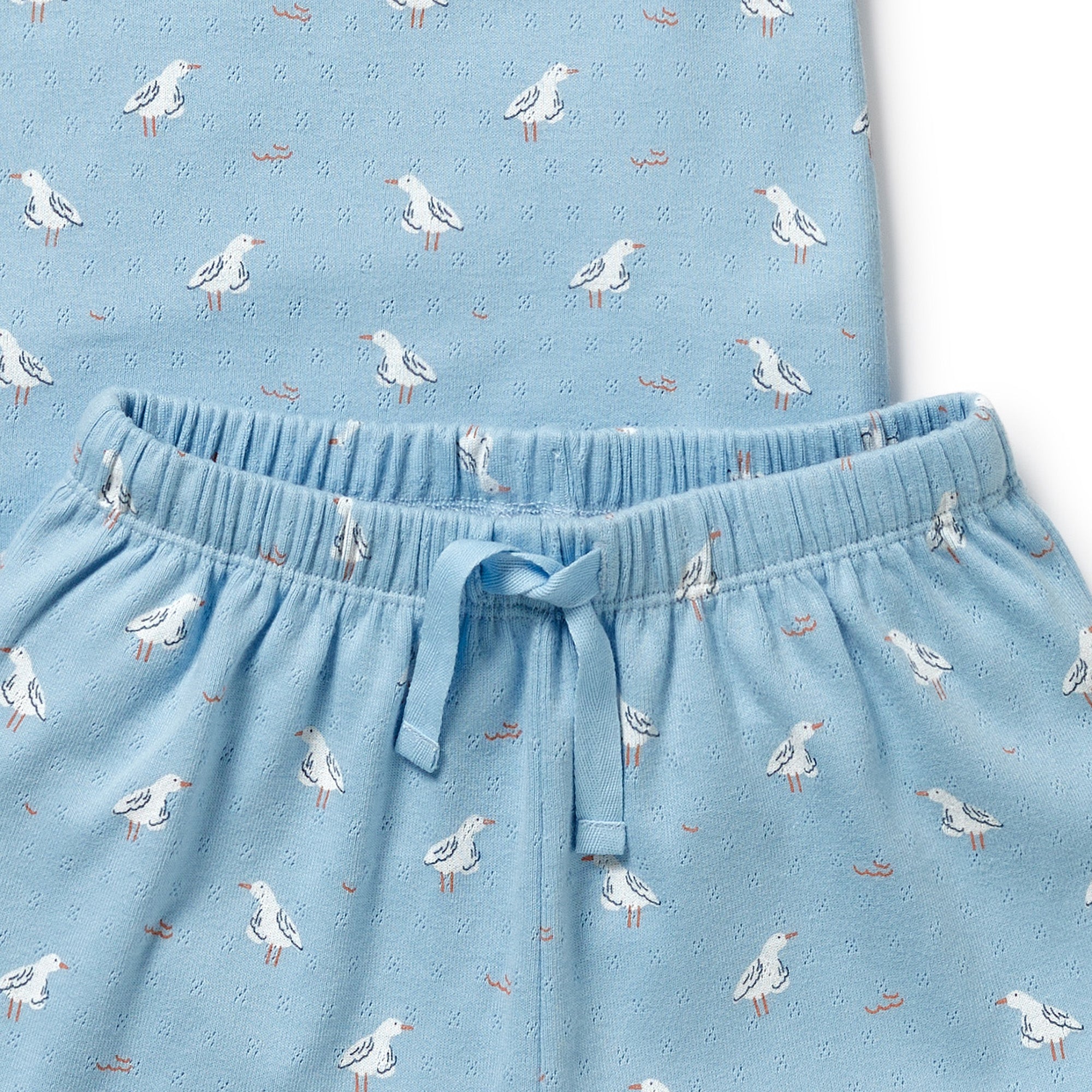Wilson & Frenchy Organic Pointelle Short Sleeved Pyjamas - Sunny Seagulls