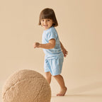 Organic Pointelle Short Sleeved Pyjamas - Sunny Seagulls