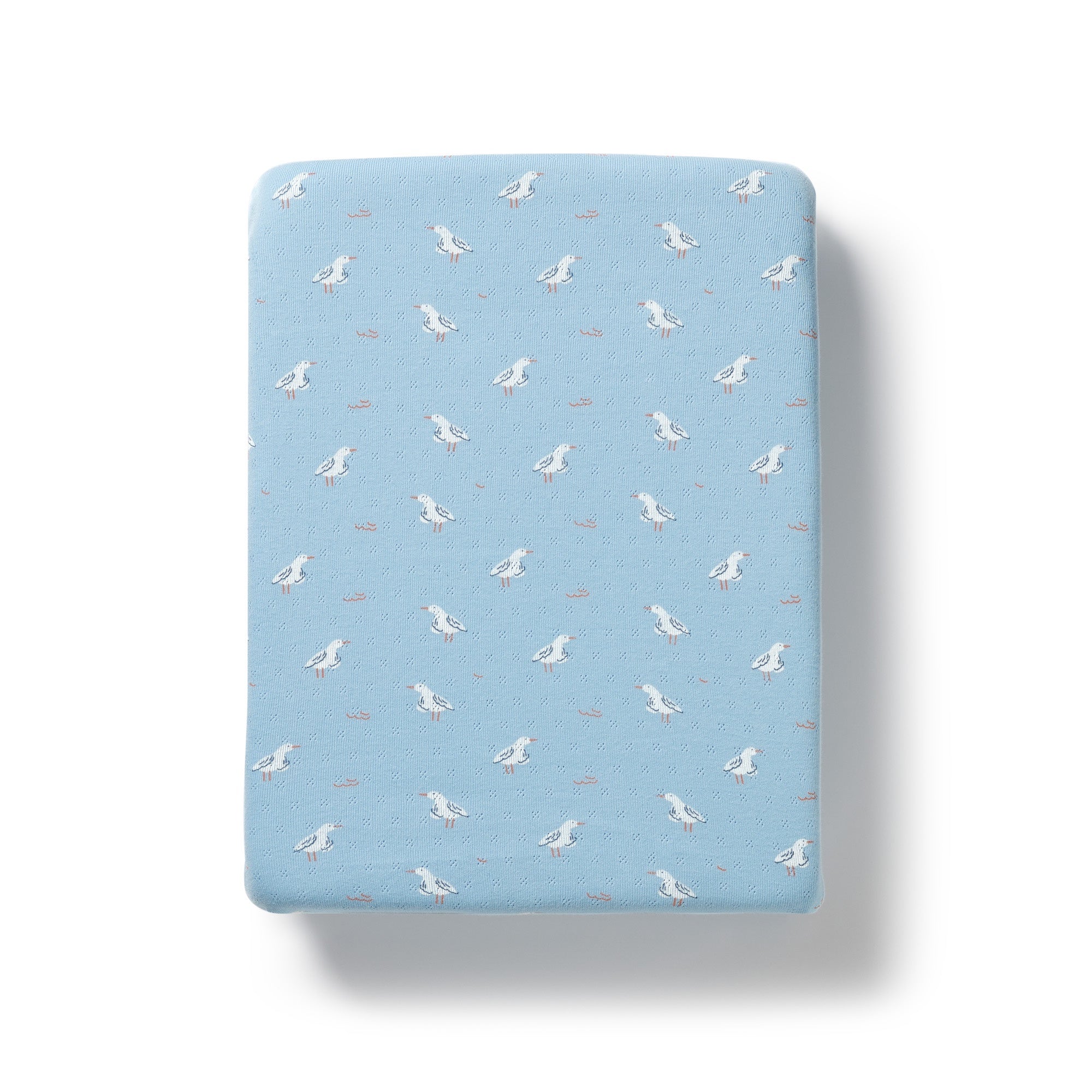 Organic Pointelle Bassinet Sheet - Sunny Seagulls