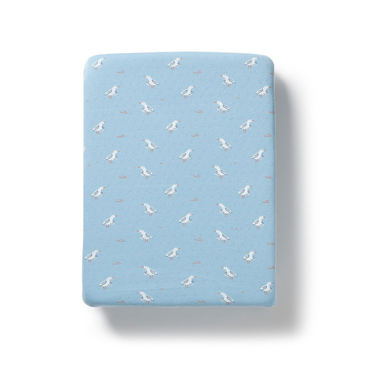 Wilson & Frenchy Organic Pointelle Bassinet Sheet - Sunny Seagulls