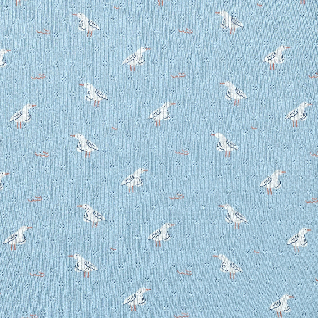 Organic Pointelle Bassinet Sheet - Sunny Seagulls