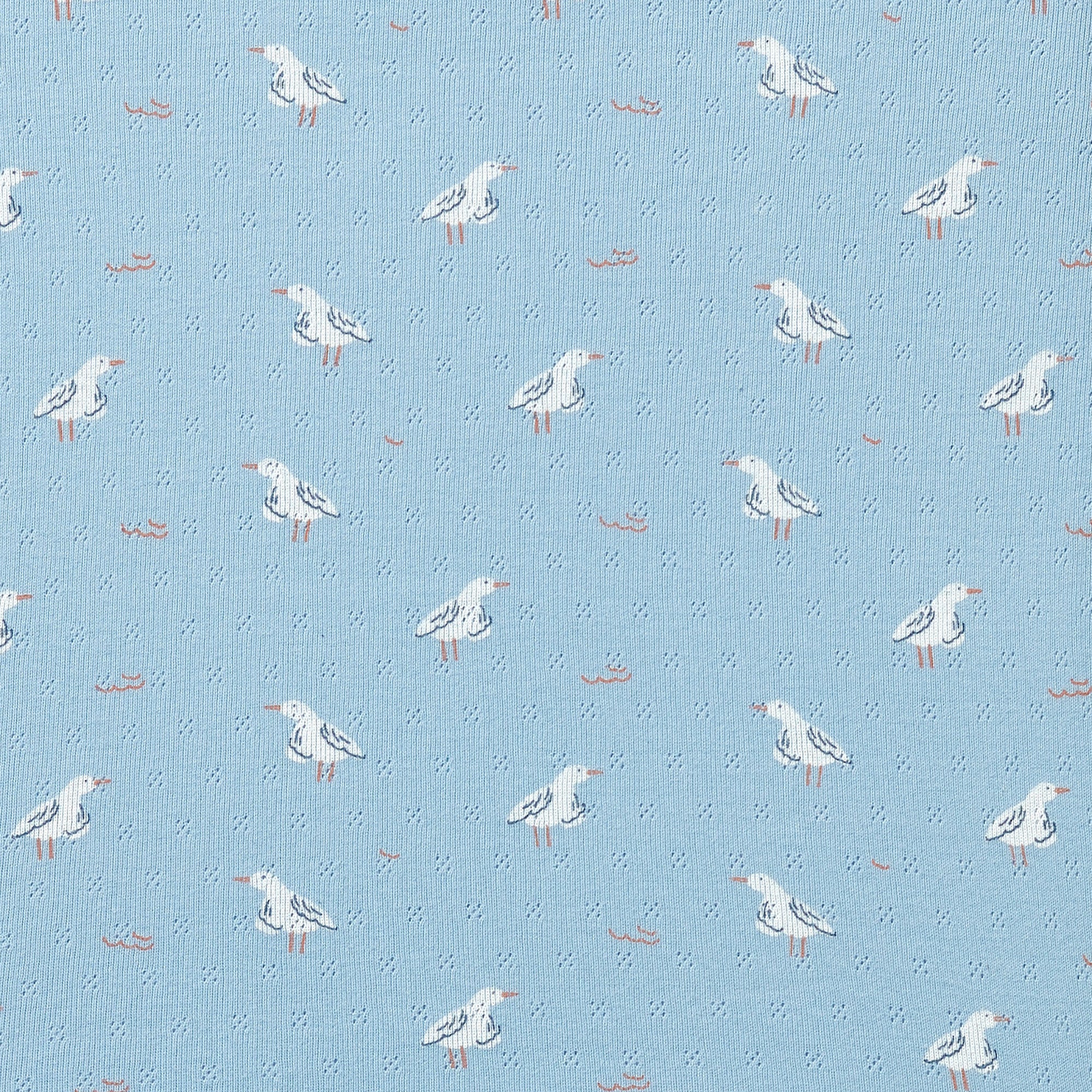Organic Pointelle Bassinet Sheet - Sunny Seagulls
