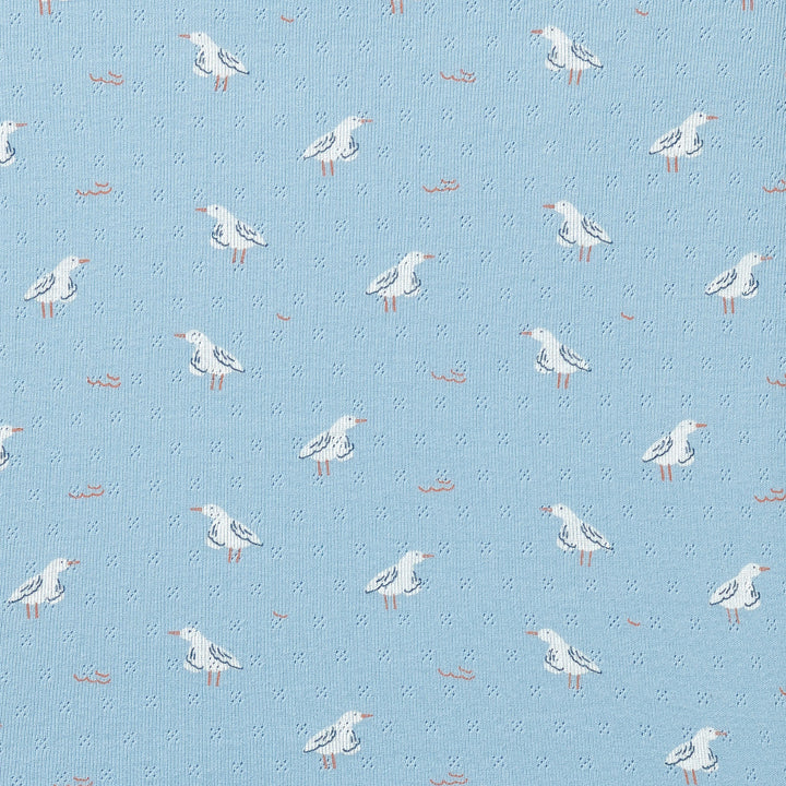 Wilson & Frenchy Organic Pointelle Bassinet Sheet - Sunny Seagulls