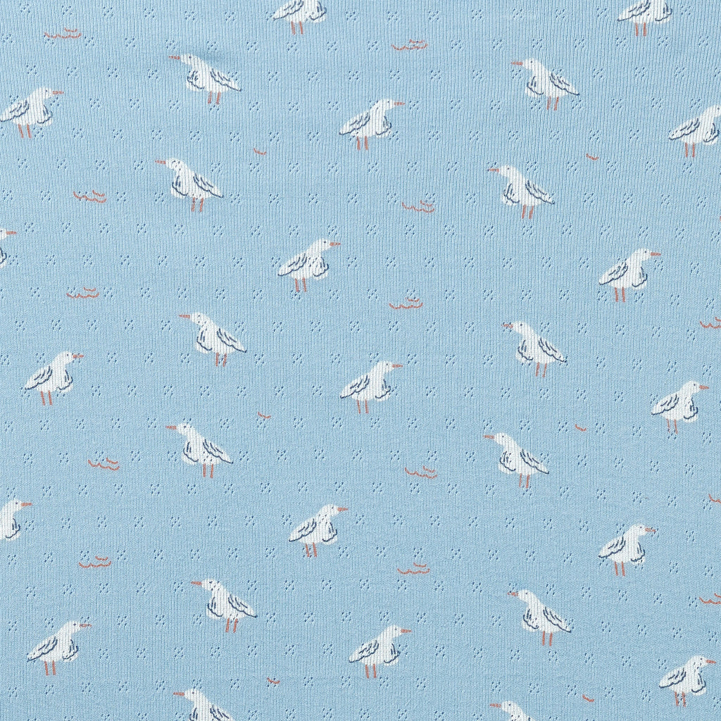 Organic Pointelle Cot Sheet - Sunny Seagulls