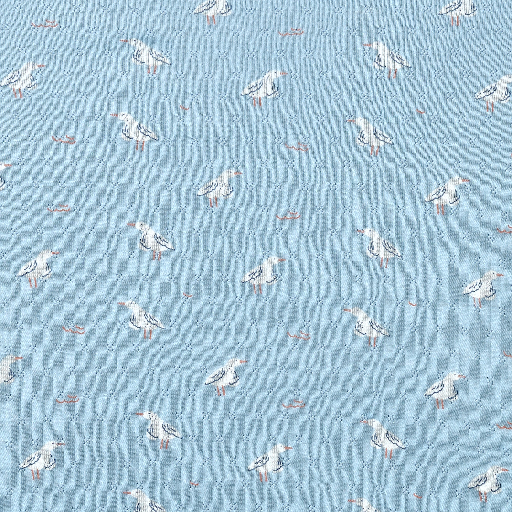 Organic Pointelle Cot Sheet - Sunny Seagulls