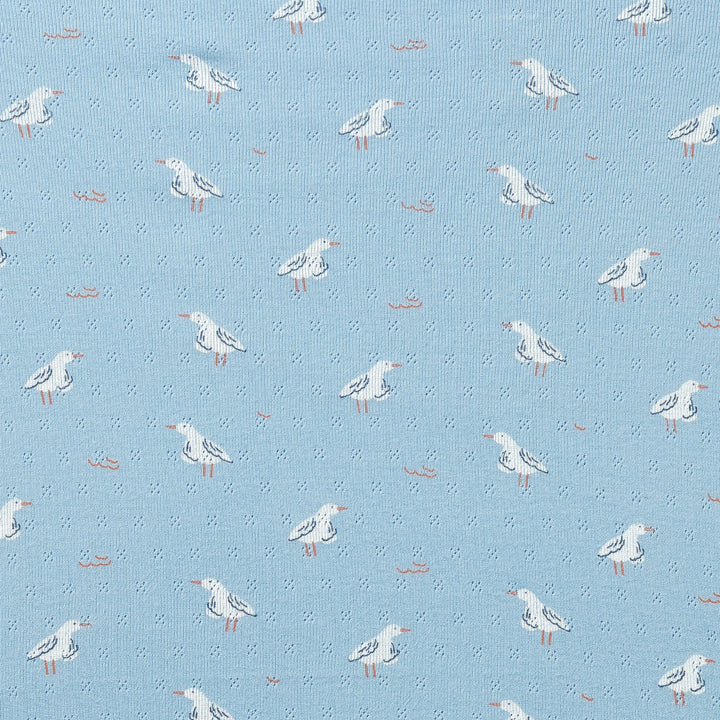 Wilson & Frenchy Organic Pointelle Cot Sheet - Sunny Seagulls