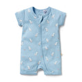 Organic Pointelle Boyleg Zipsuit - Sunny Seagulls