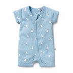 Organic Pointelle Boyleg Zipsuit - Sunny Seagulls