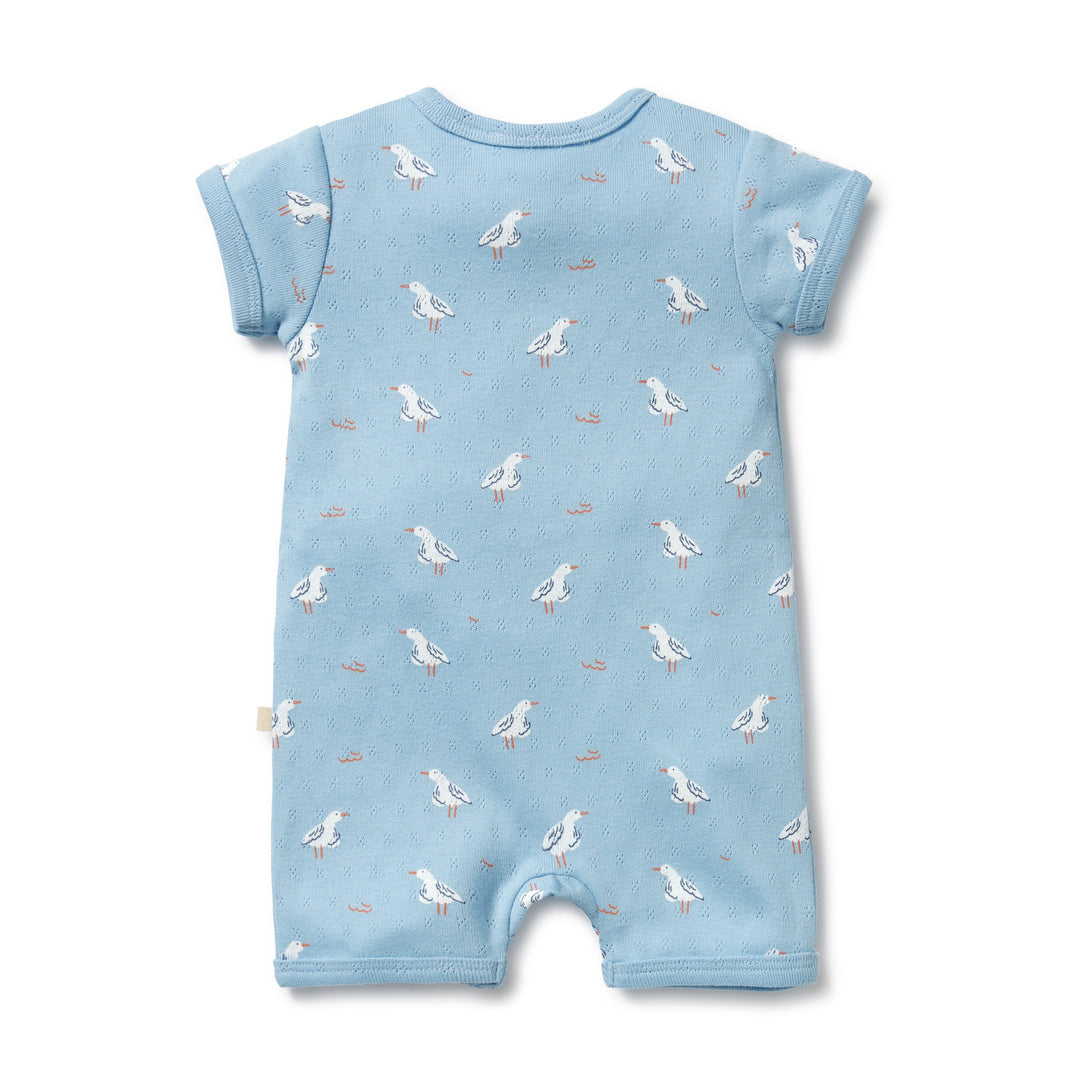 Wilson & Frenchy Organic Pointelle Boyleg Zipsuit - Sunny Seagulls