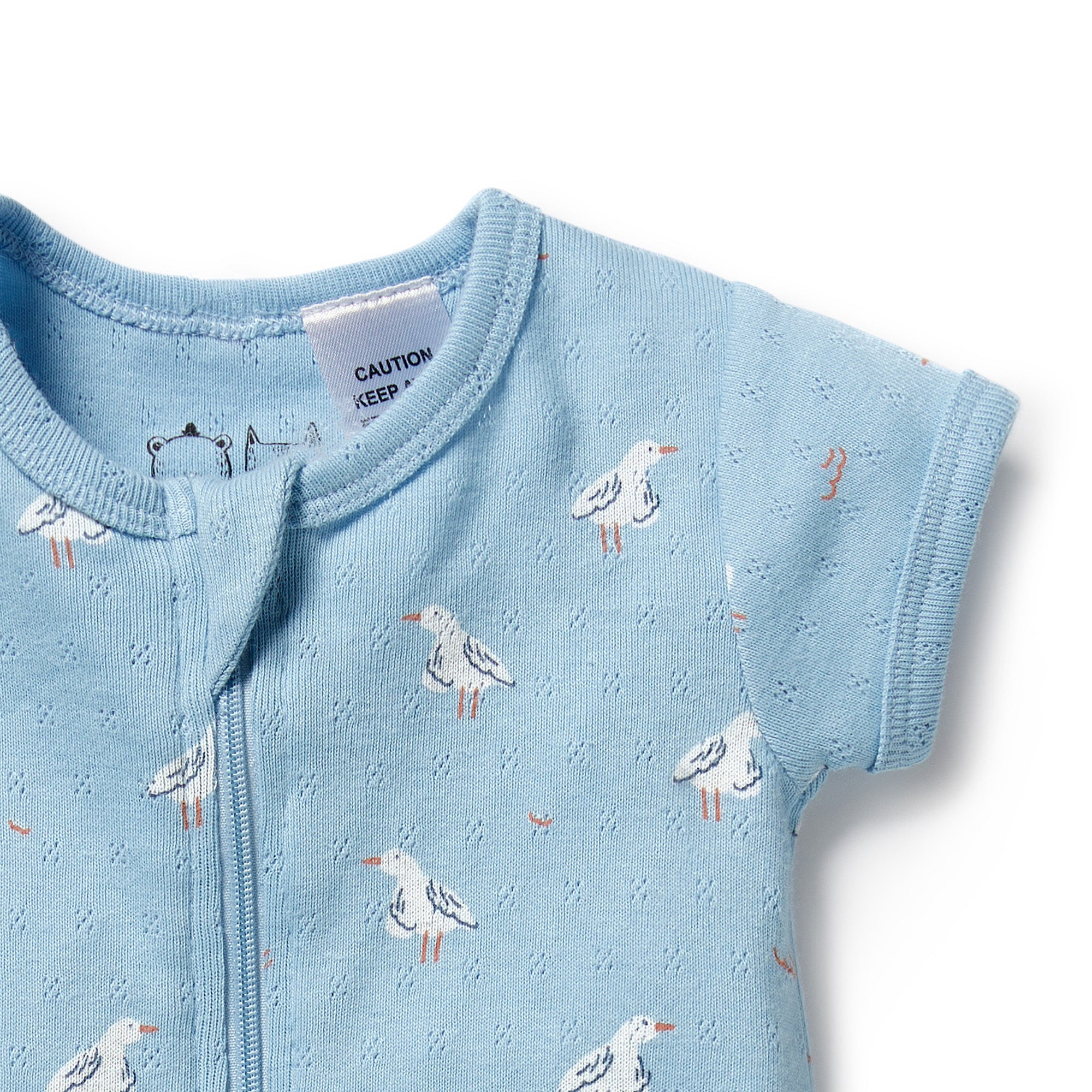 Wilson & Frenchy Organic Pointelle Boyleg Zipsuit - Sunny Seagulls
