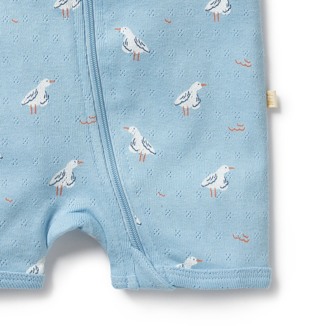 Wilson & Frenchy Organic Pointelle Boyleg Zipsuit - Sunny Seagulls