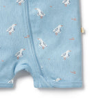 Organic Pointelle Boyleg Zipsuit - Sunny Seagulls