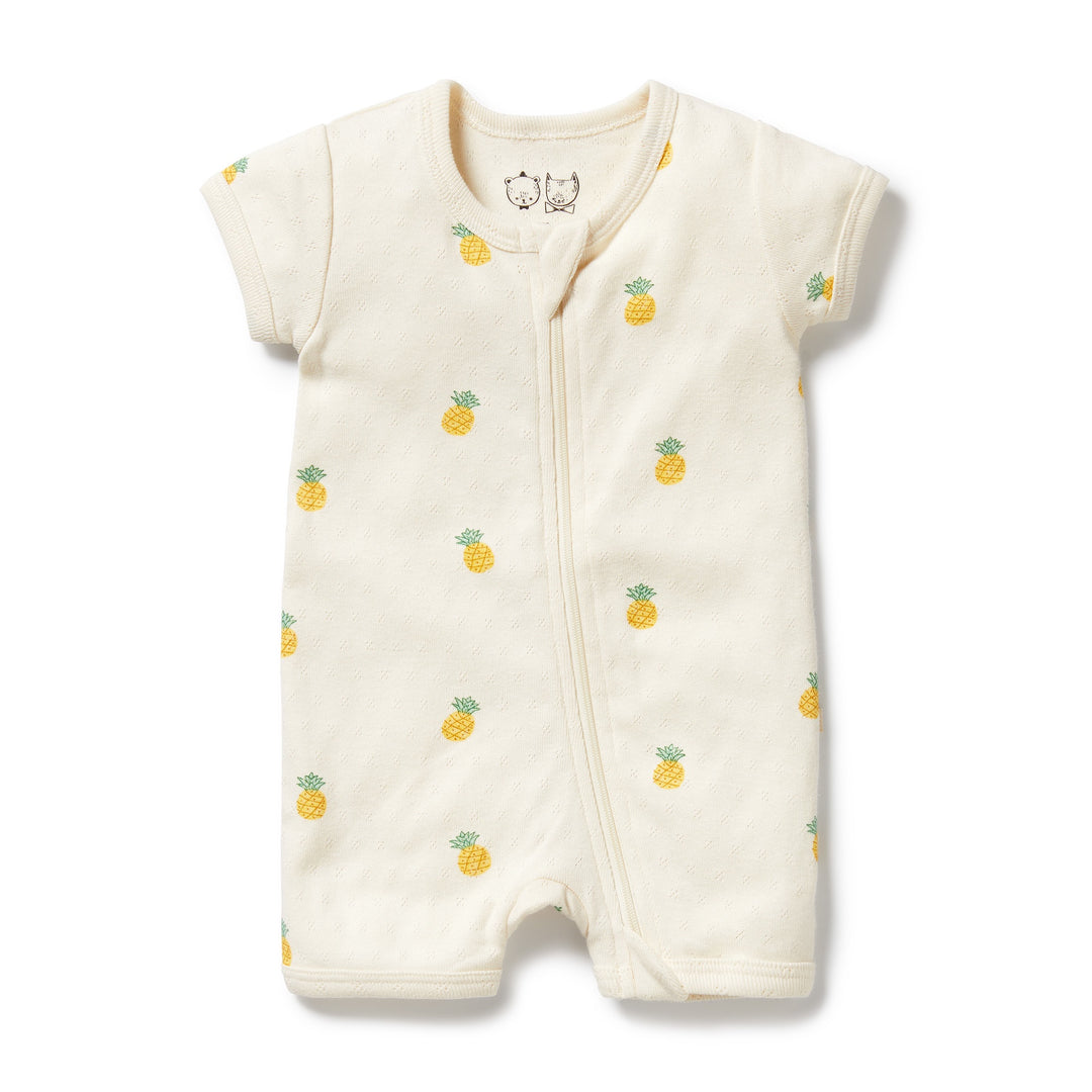 Wilson & Frenchy Organic Pointelle Boyleg Zipsuit - Piney Pals