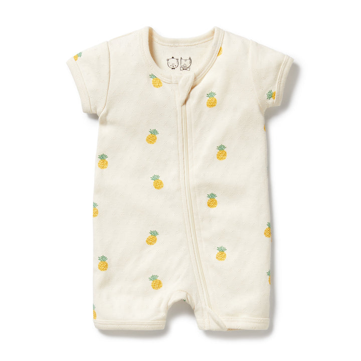 Wilson & Frenchy Organic Pointelle Boyleg Zipsuit - Piney Pals