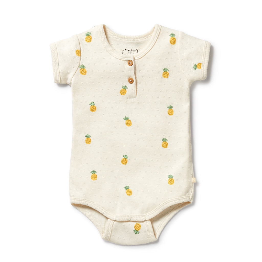 Wilson & Frenchy Organic Pointelle Henley Bodysuit - Piney Pals