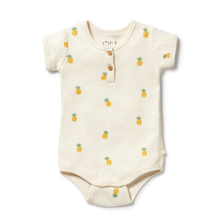 Wilson & Frenchy Organic Pointelle Henley Bodysuit - Piney Pals