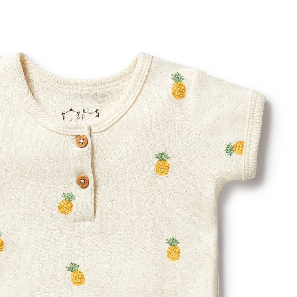 Wilson & Frenchy Organic Pointelle Henley Bodysuit - Piney Pals