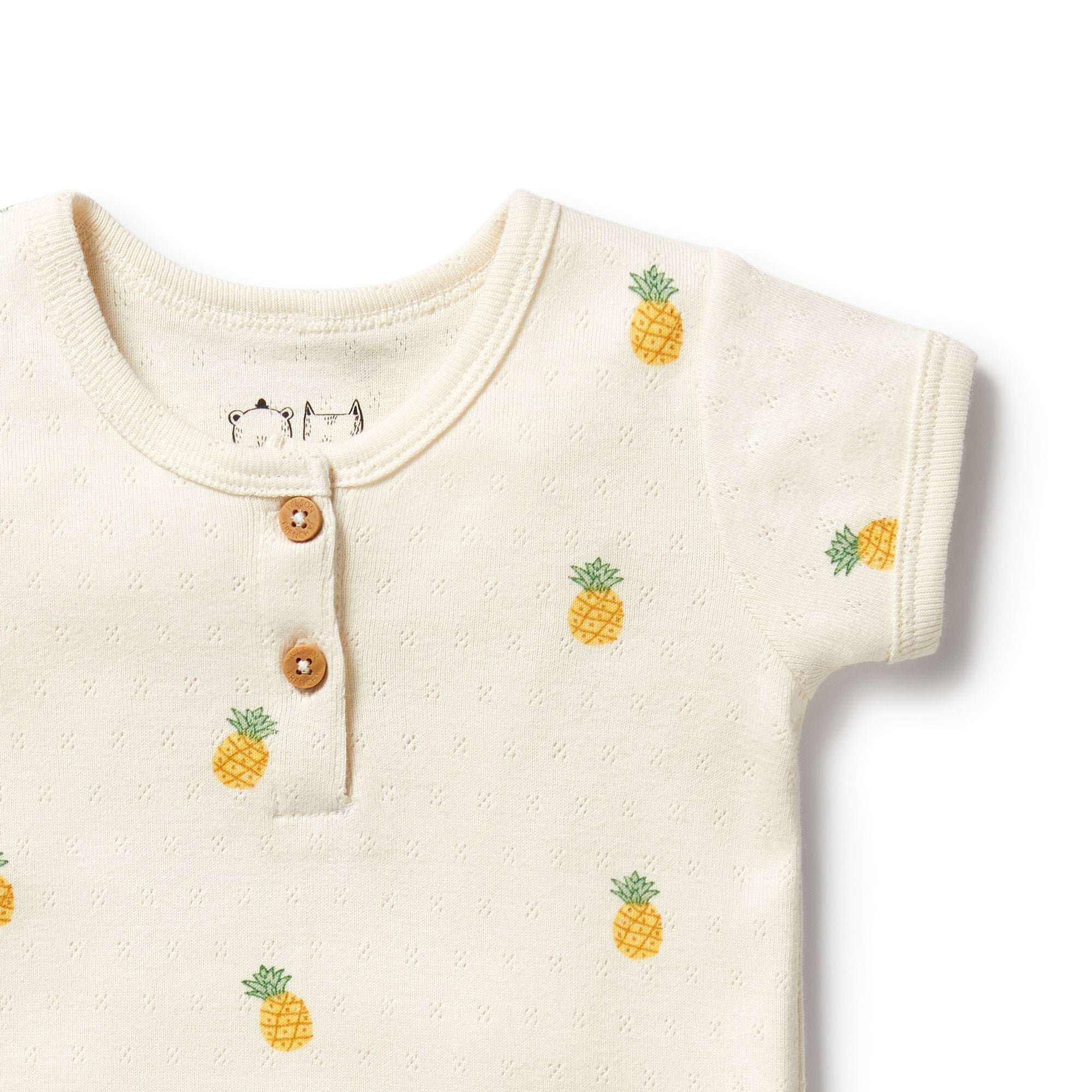 Wilson & Frenchy Organic Pointelle Henley Bodysuit - Piney Pals